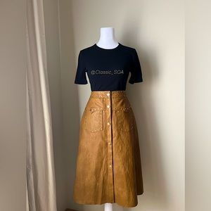 Zara Studded Brown Leather Skirt